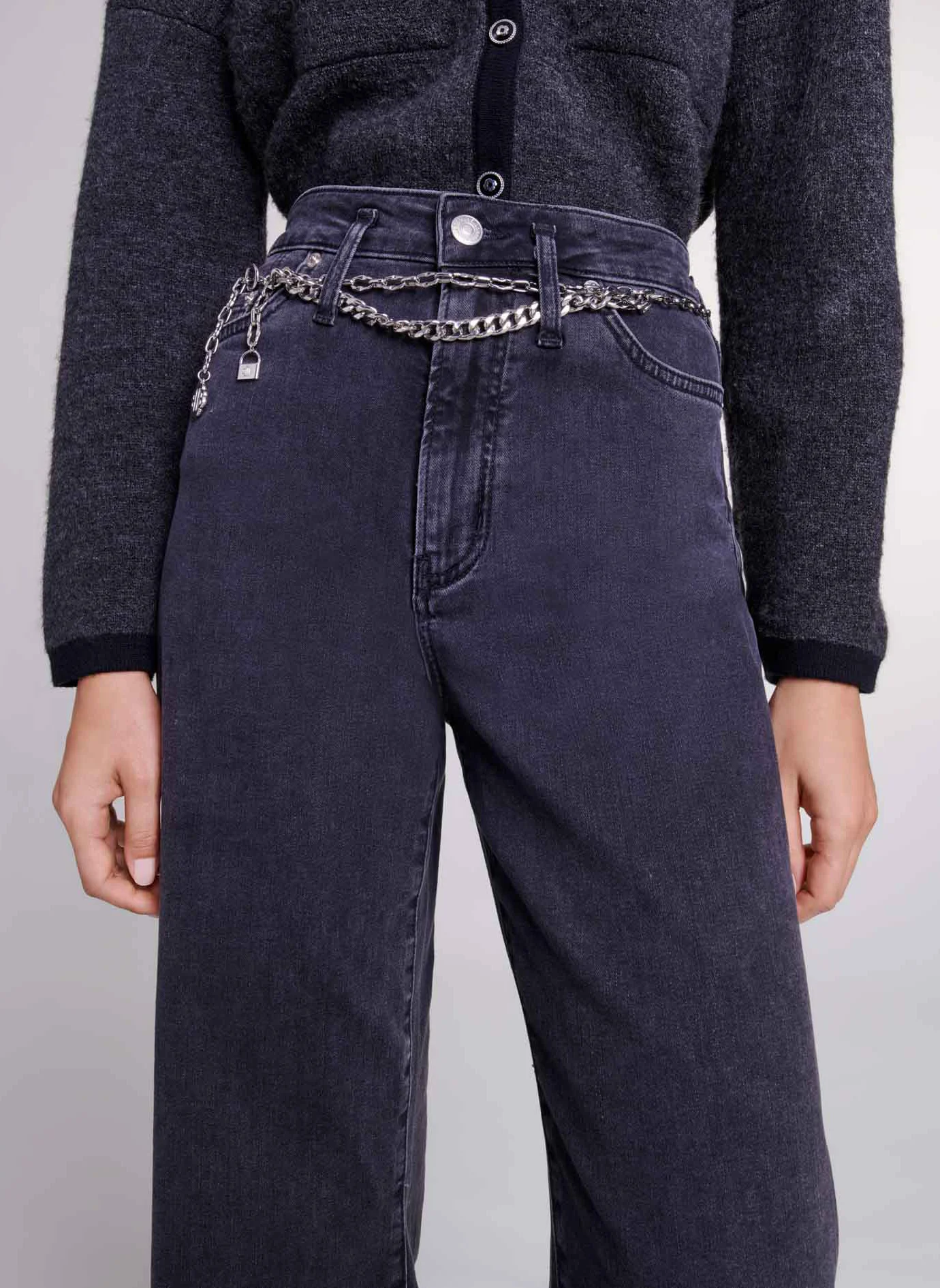 Jean large en coton mélangé | Noir