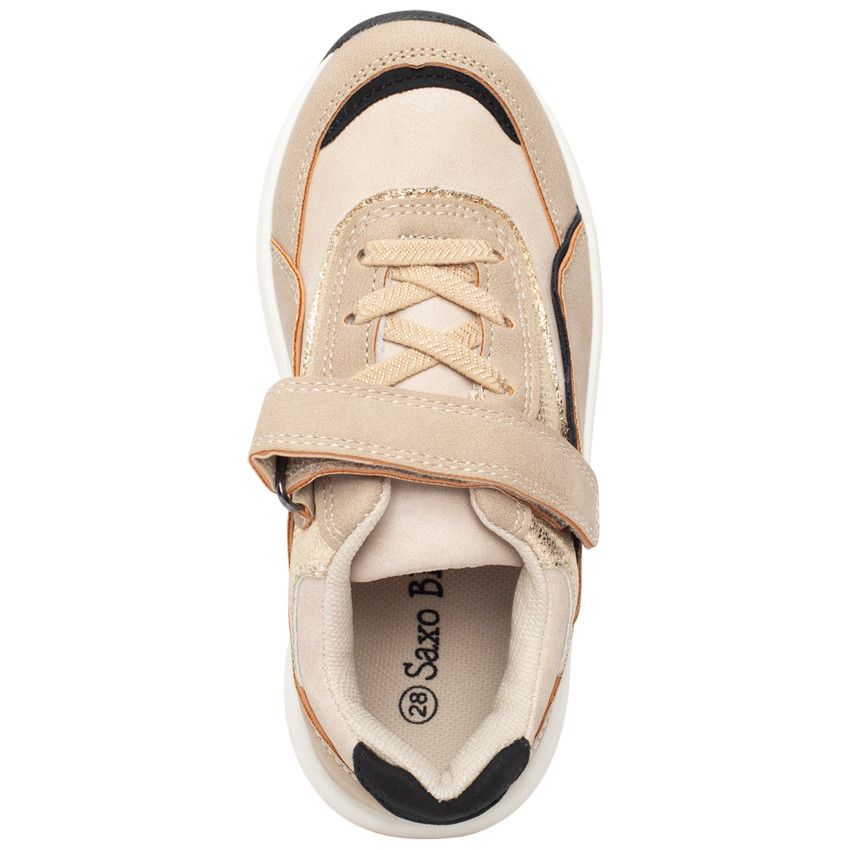 Baskets de sport basses avec empiècements irisés pour fille - Beige