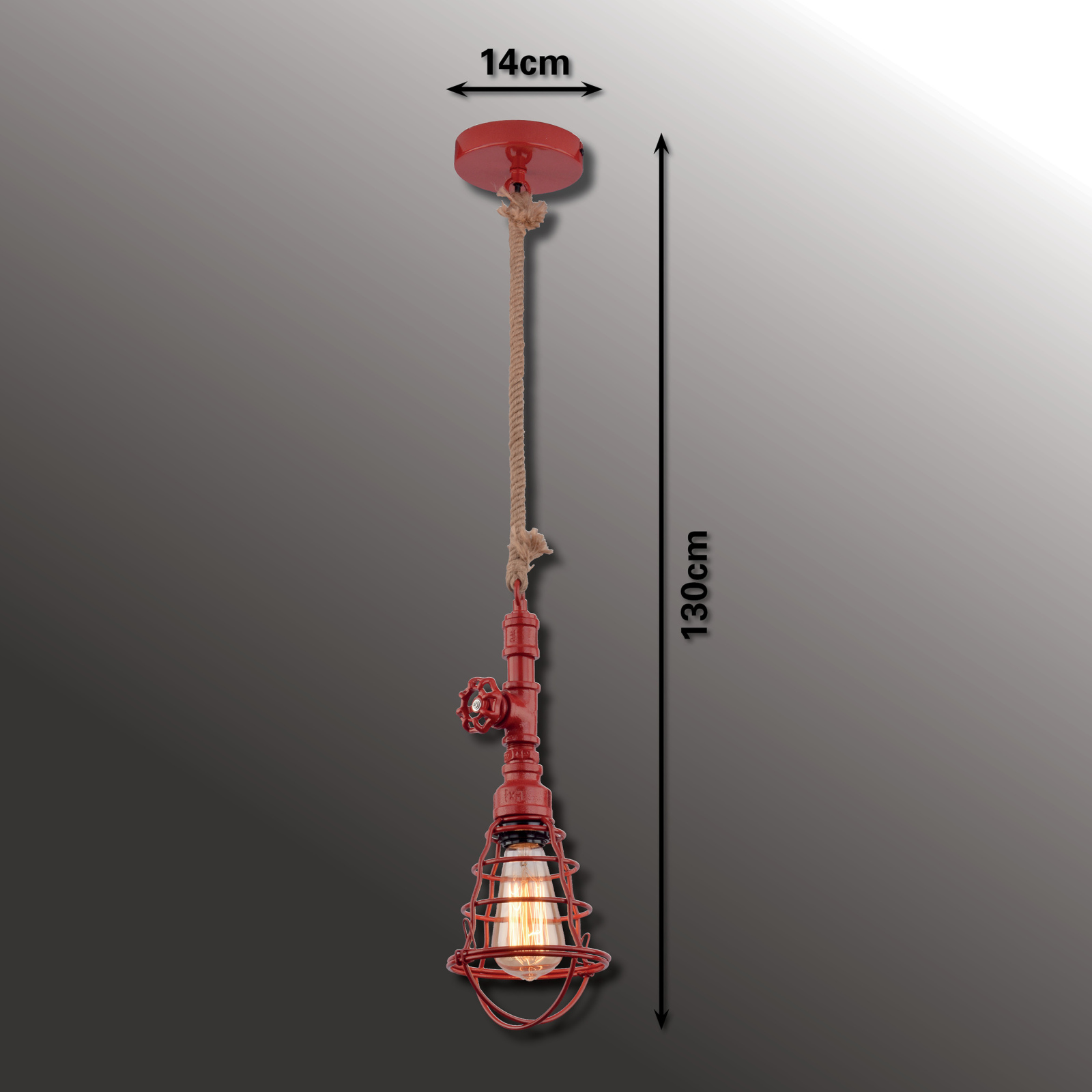 Pendelleuchte - rot - 130 cm