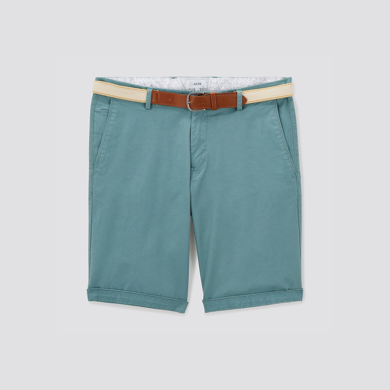 Bermuda chino uni avec ceinture Bleu clair