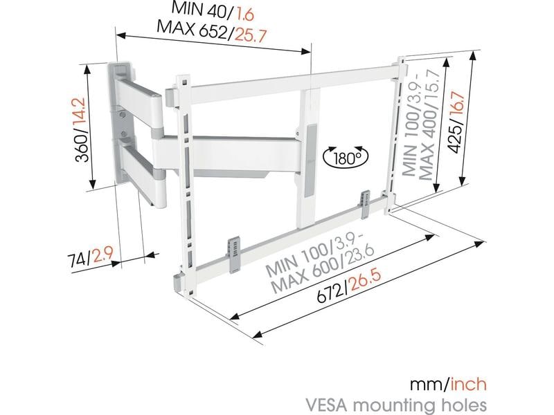 Vogel's Wandhalterung TVM 5645 - Weiss Schwenkbare, ultradünne TV-Wandhalterung für TV-Geräte von 40 bis 77 Zoll