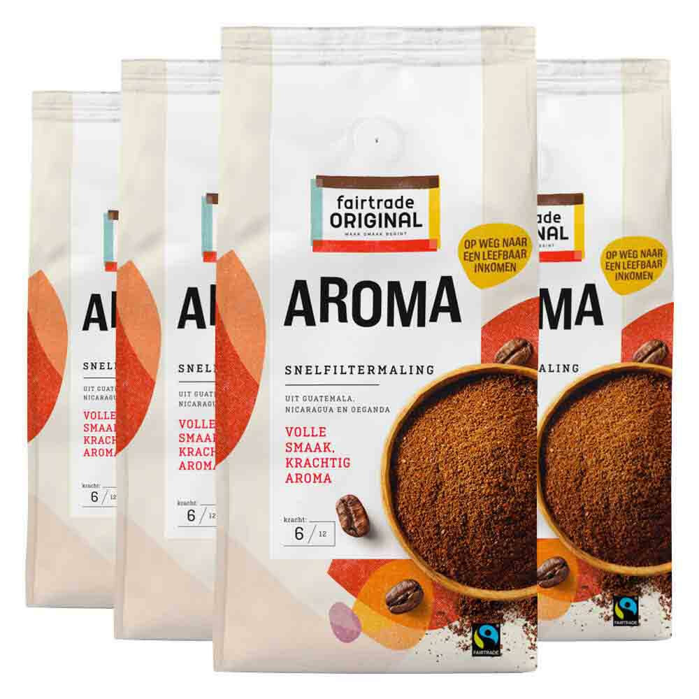 4x Fairtrade Original Koffie Aroma Snelfiltermaling250 gr