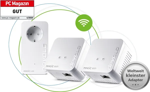 devolo Magic 1 WiFi mini - Multiroom Kit - bro - - HomeGrid - Wi-Fi - 2,4 GHz - kan sluttes til vægstik (pakke med 2)