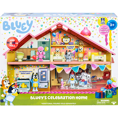 Bluey's fødselsdagsfest hus med tilbehør