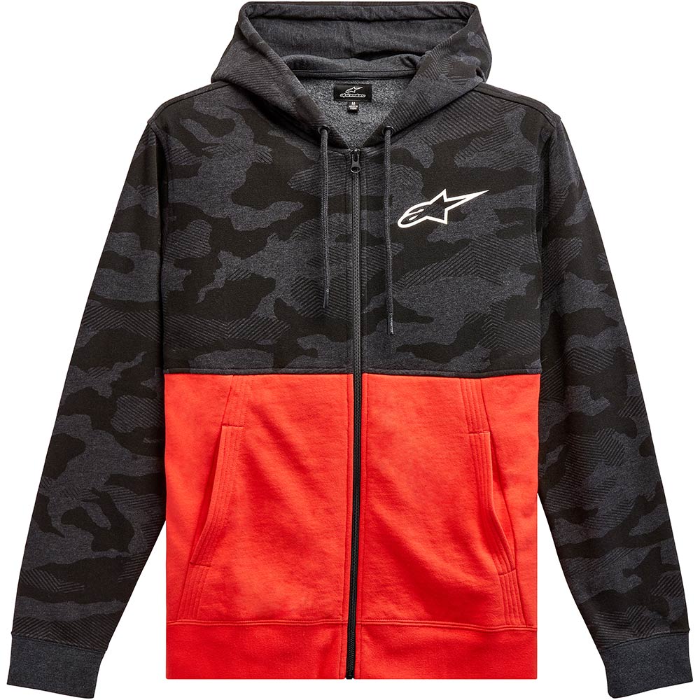 Alpinestars - Sweat zippé Camo Block Charcoal / Rouge
