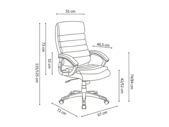 Chaise de bureau JOHN – PU blanc – Hauteur réglable 115-125 cm – Style élégant et ergonomique