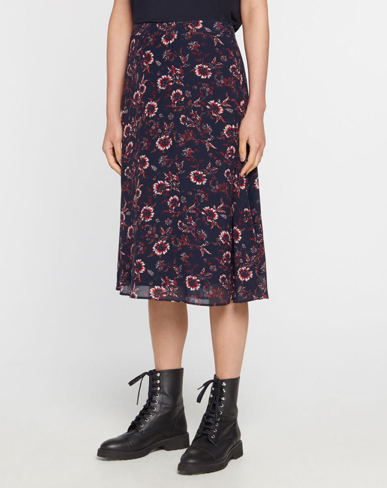 Tommy Hilfiger Jupe midi Theme à fleurs bleu/rouge