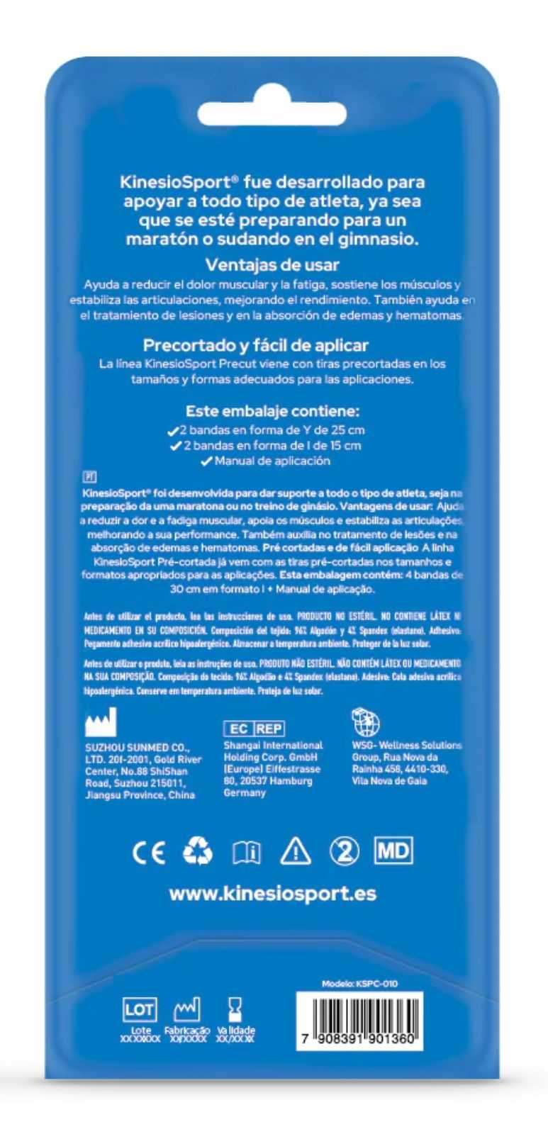 Faixa elástica pré-cortada para joelho Kinesio Sport (x4)