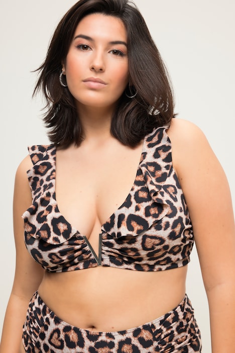Bikini-Top, Softcups, Leo-Print, Volant