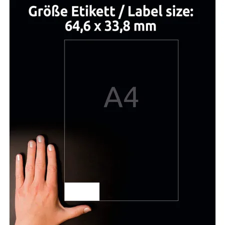 Avery Zweckform 3658-200 Universal-Etiketten,A4 mit ultragrip,Adressaufkleber 64,6 x 33,8 mm, 220 Bogen/5.280 Etiketten, weiß