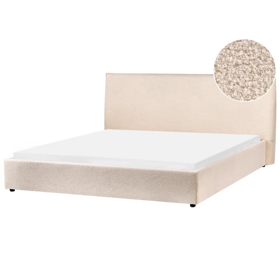 LAVAUR - Tweepersoonsbed - Beige - 180 x 200 cm - Bouclé