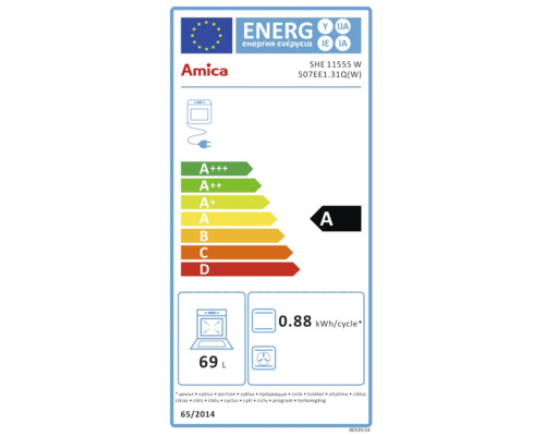 Amica vrijstaand fornuis met kookplaat, wit geëmailleerd NewSeries 500, bruikbaar volume 67 l, BxHxD 500 x 850 x 600 mm
