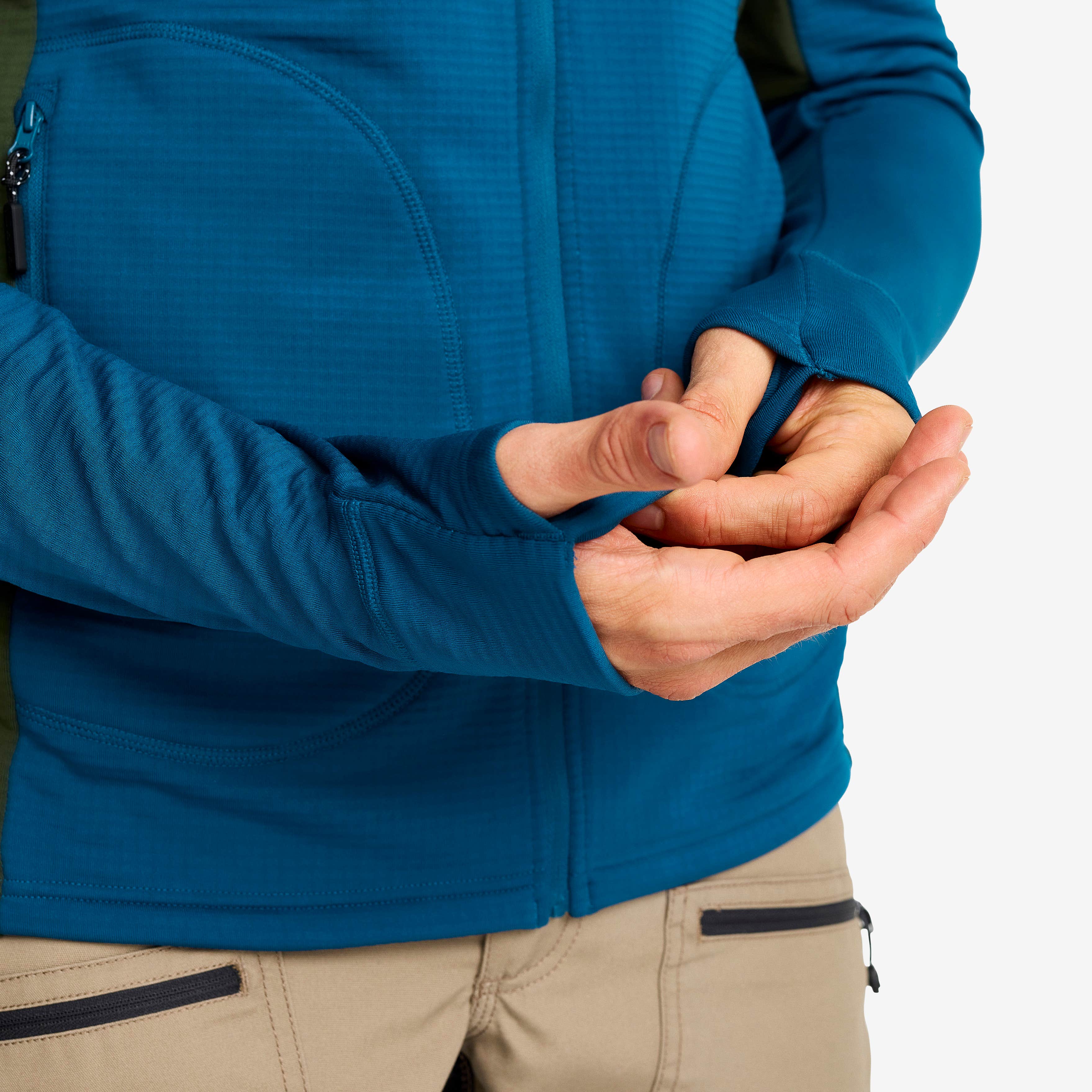 Waffle Full-zip Fleece Herre Blue Opal