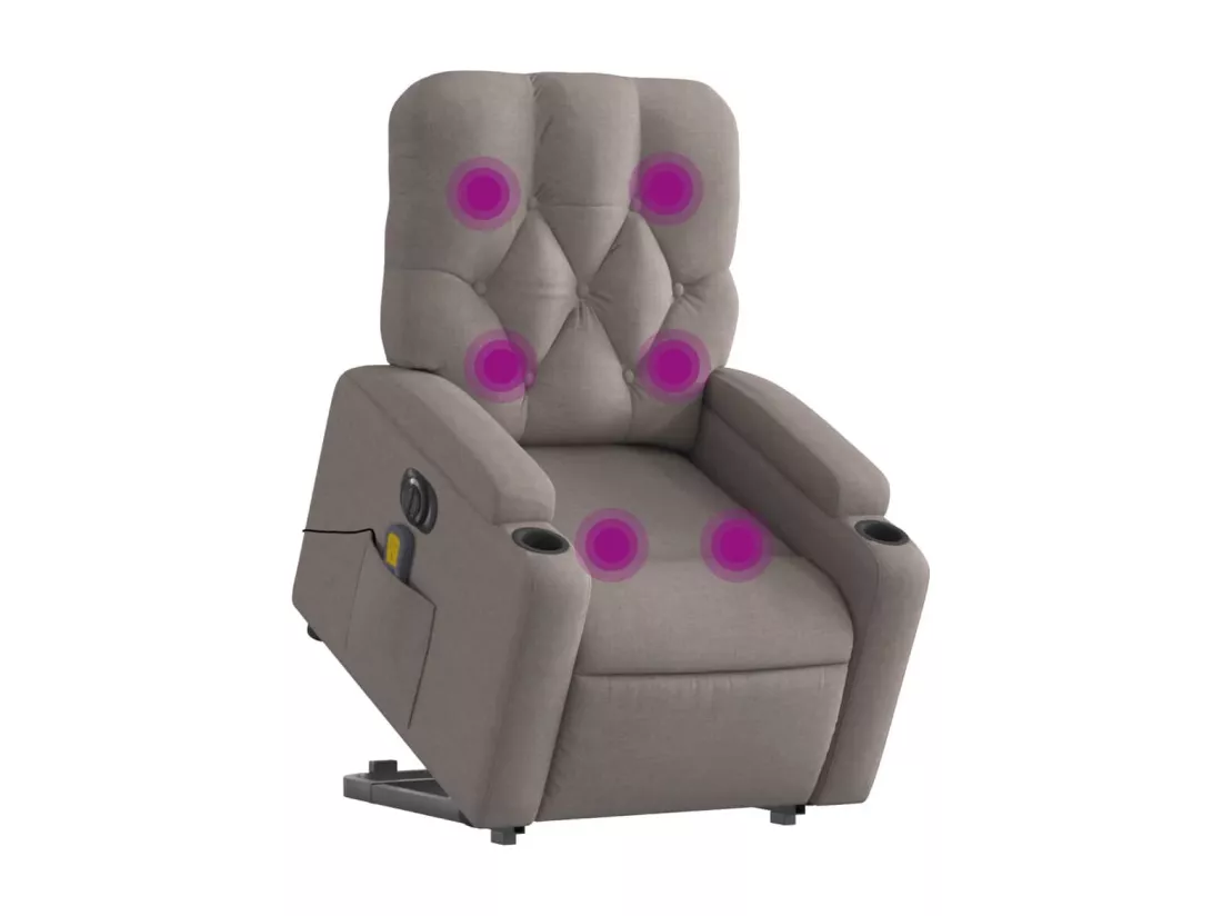 Fauteuil inclinable massant électrique Taupe Tissu