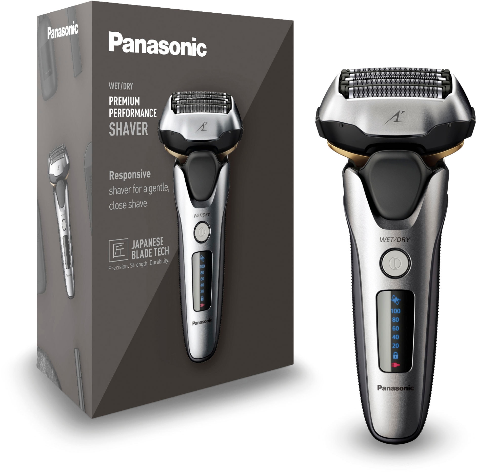 Panasonic Elektrorasierer »ES-LV69-S803« ausklappbarer Langhaarschneider 5-Klingen-Premium Nass-Trocken-Rasierer