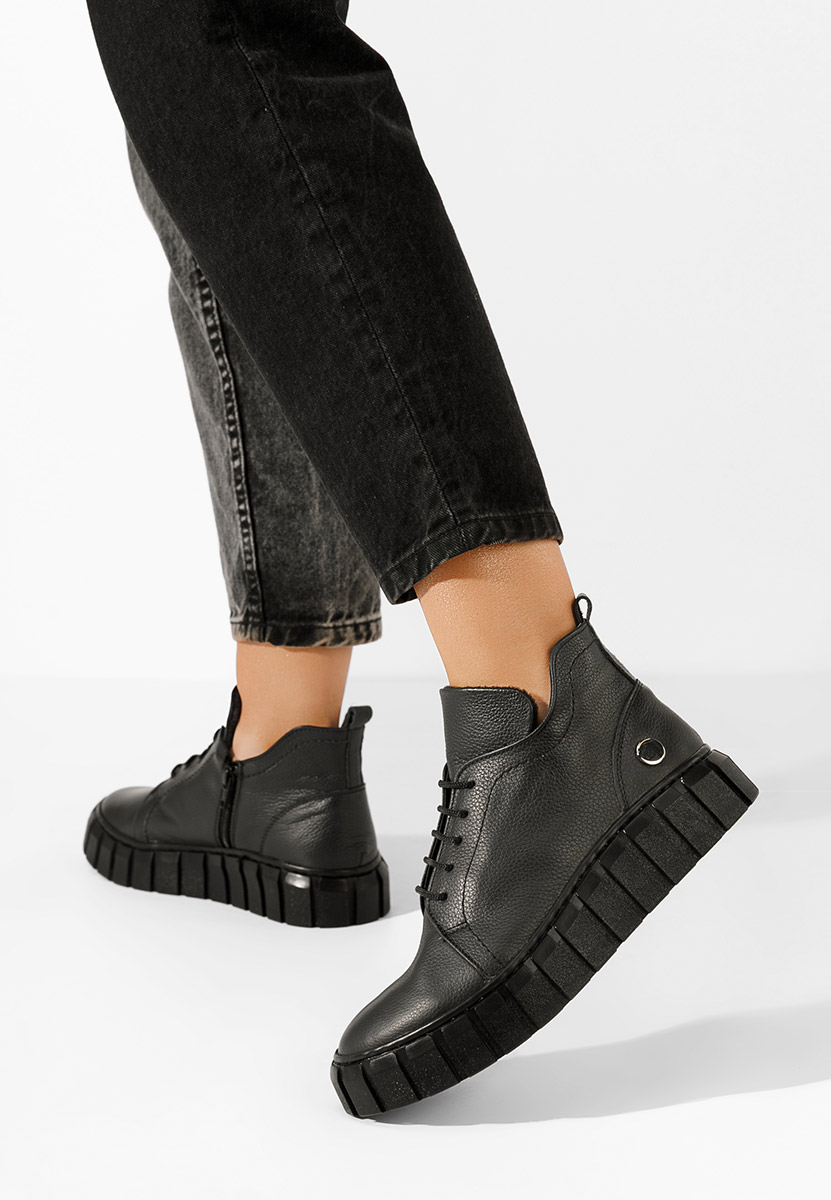Bottines femme en cuir noires Argina V2