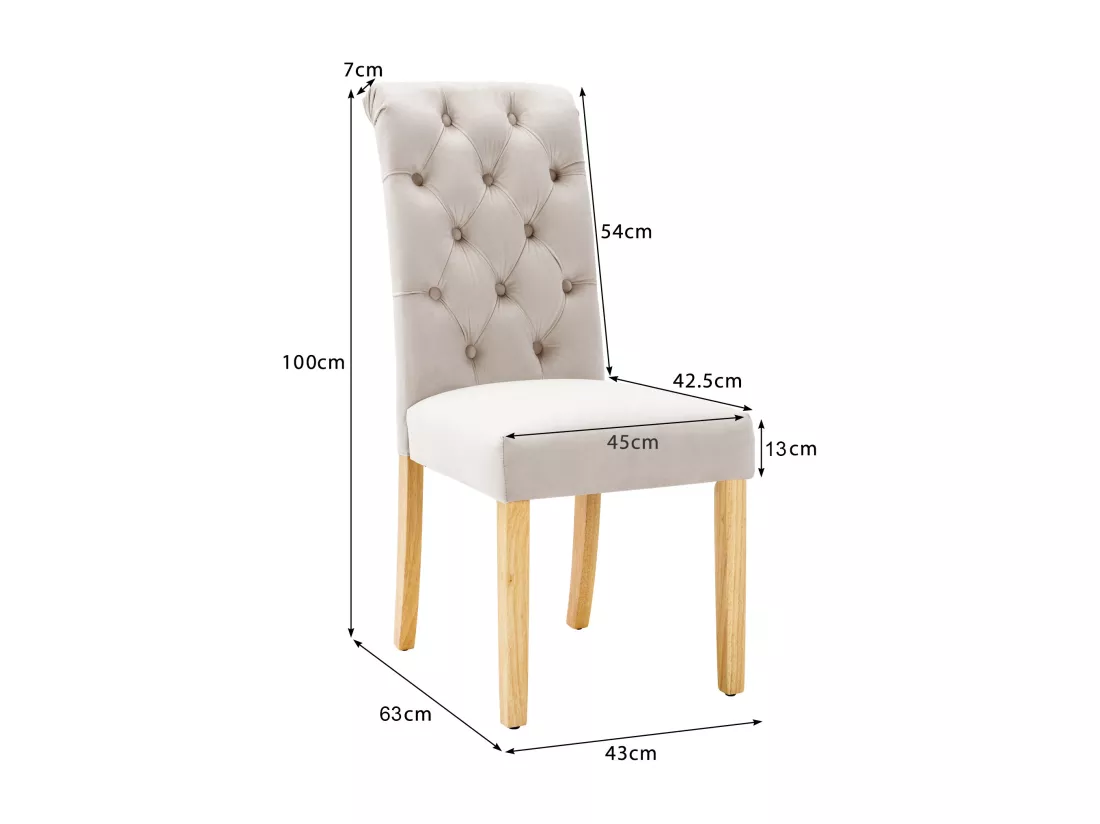 Lot de 6 Chaises en velours avec pieds en chêne - Marron