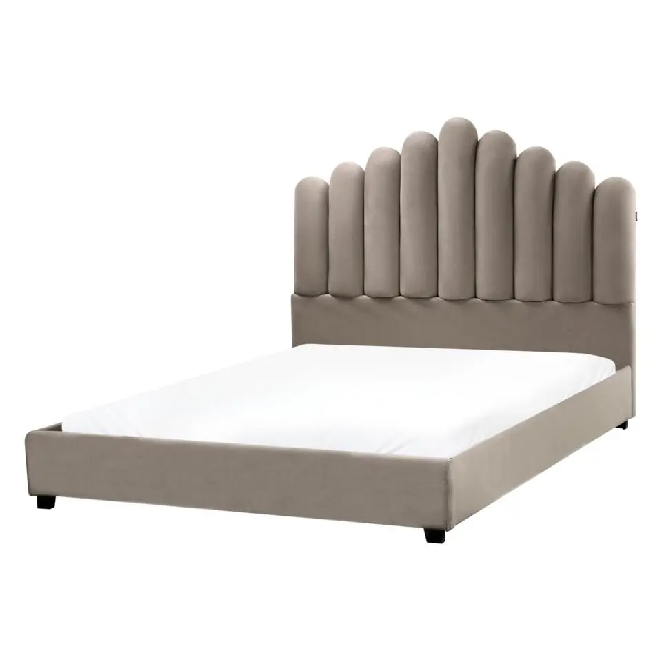 VINCENNES - Bed - Taupe - 140 x 200 cm - Fluweel