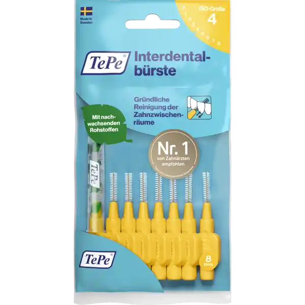 Interdentalbürsten Gelb, ISO 4, 0,7 mm, 8 Stück