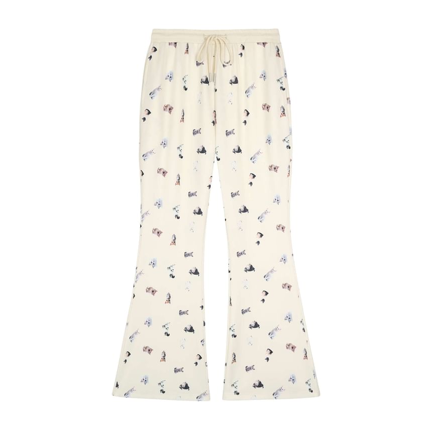 Appelsin - Wijde broek met trekkoord en kattenprint