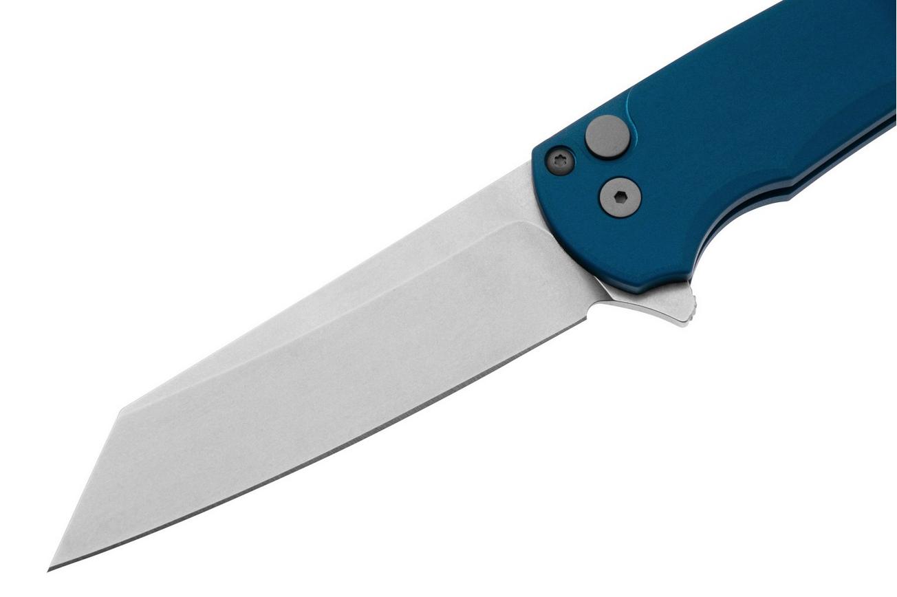 Pro-Tech Malibu 5401-BLUE Stonewashed MagnaCut Reverse Tanto, Blue Aluminum zakmes