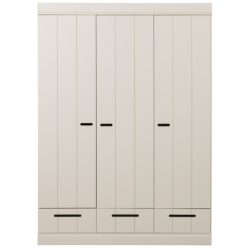 WOOOD kledingkast 3-deurs Connect dust grenenhout 195 x 140 x 53 cm