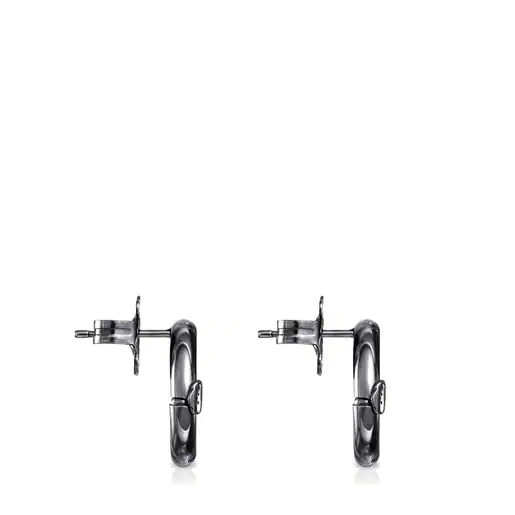 Brincos pequenos de prata escura Hold