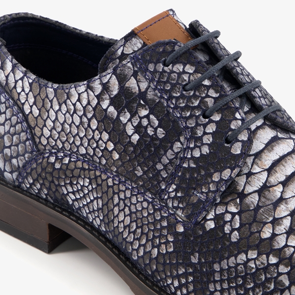 Van Beers leren heren veterschoenen crocoprint