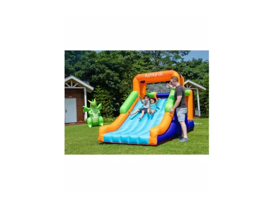 Château Gonflable Toboggy avec toboggan XXL et mur d'escalade, Surface 435x200x220 cm - souffleur et sac de rangement inclus