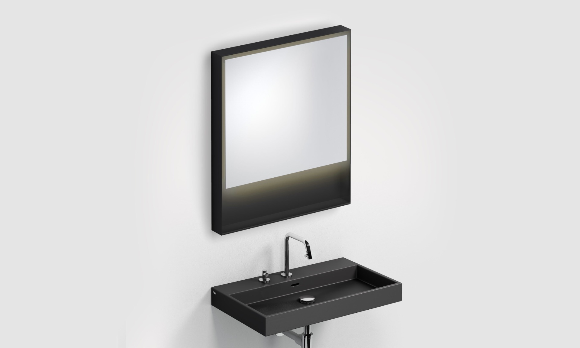 Clou Look at Me spiegel met LED-verlichting 70x80cm zwart mat
