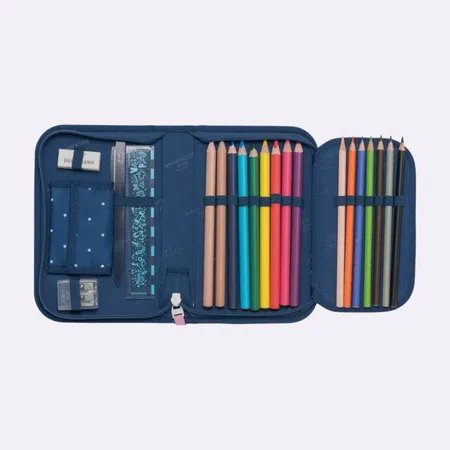 Beckmann Einfache Federmappe mit Inhalt, Pet Friends Blue