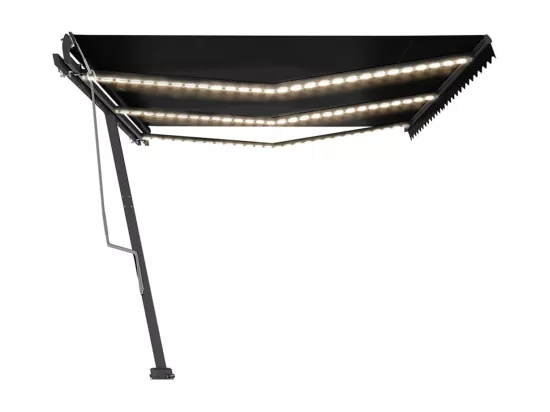 Auvent manuel rétractable avec LED 600x350 cm Anthracite