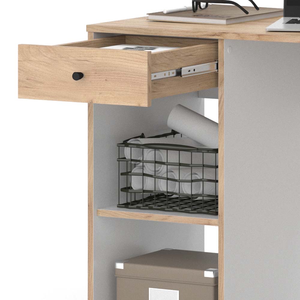 Vicco Schreibtisch Sirio 120x75cm, Goldkraft/Weiß, Bürotisch mit Schublade