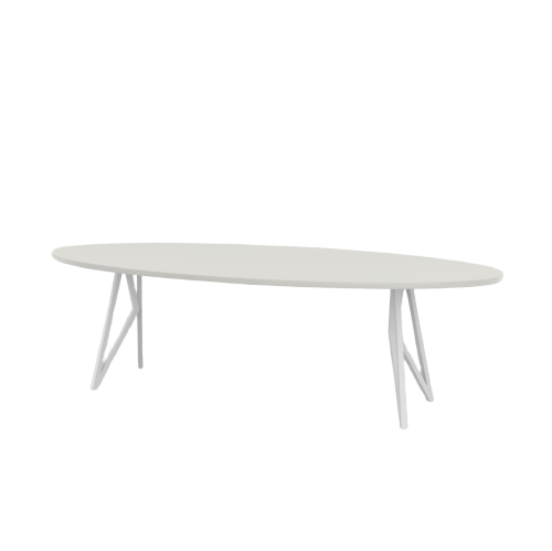 Studio HENK tafel Butterfly Ovaal - wit frame, HPL Fenix bianco kos 200 x 120 | HPL Fenix Bianco Kos | Rechte Rand | Frame Wit