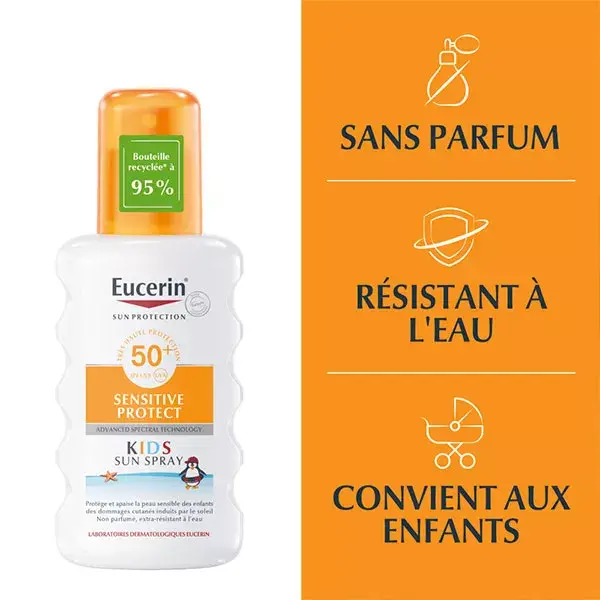 Protetor solar em spray Eucerin Sun Protection Sensitive para crianças FPS 50+ 200ml