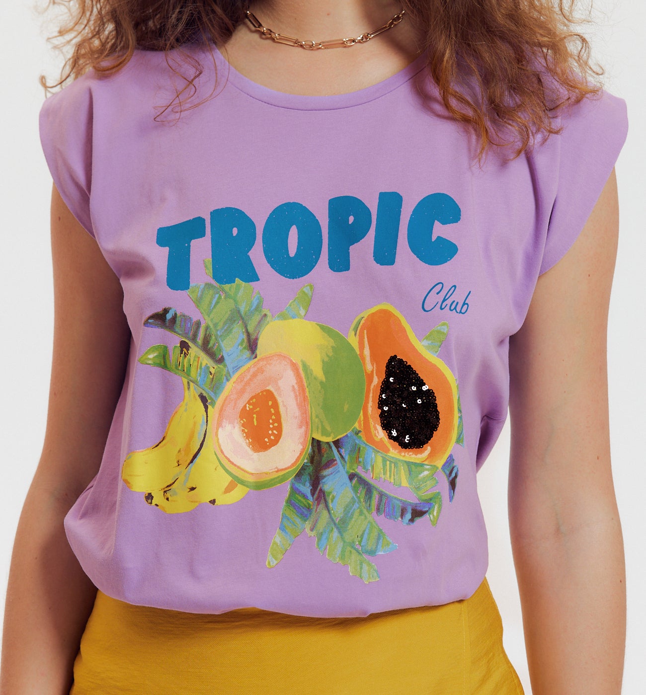 T-shirt col rond Femme - Imprimé lilas