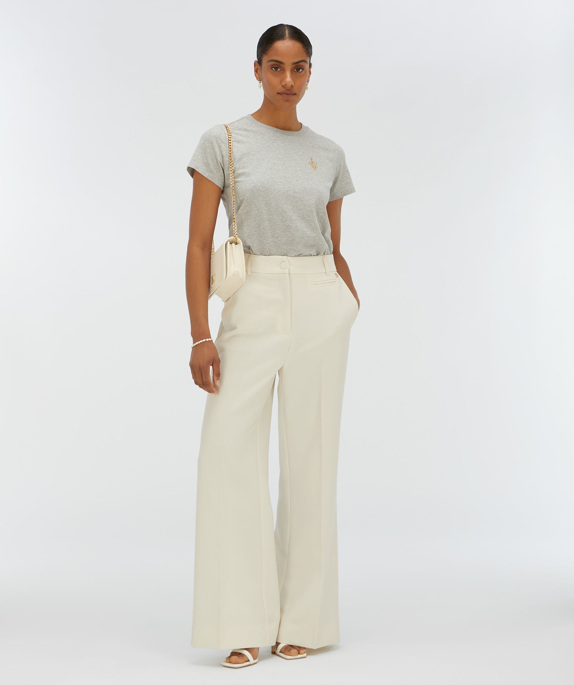 JV-ZOE EMBROIDERY slim fit T-shirt - grey melange