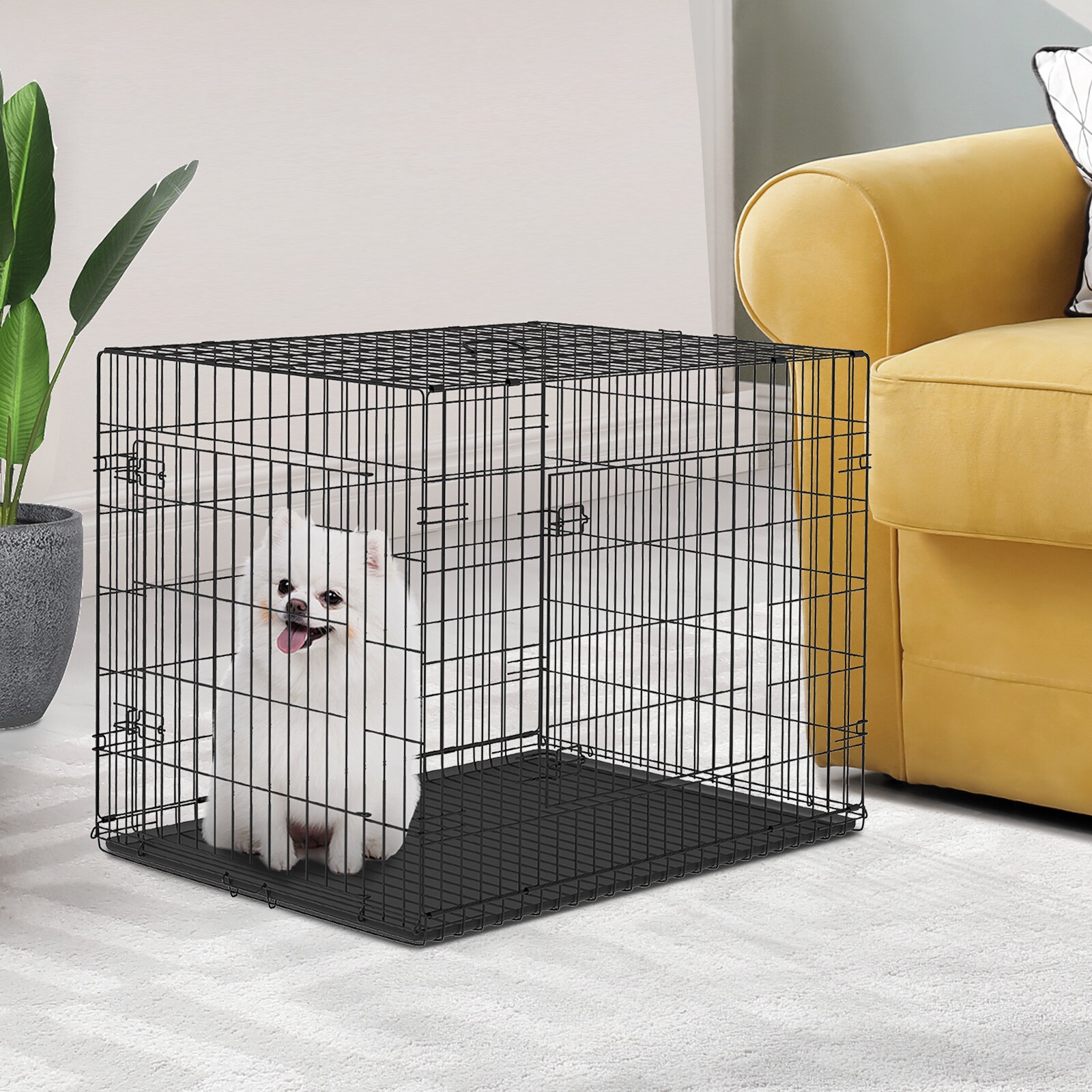 PawHut Transportkäfig für Kleintiere schwarz 76 x 53 x 57 cm (LxBxH)