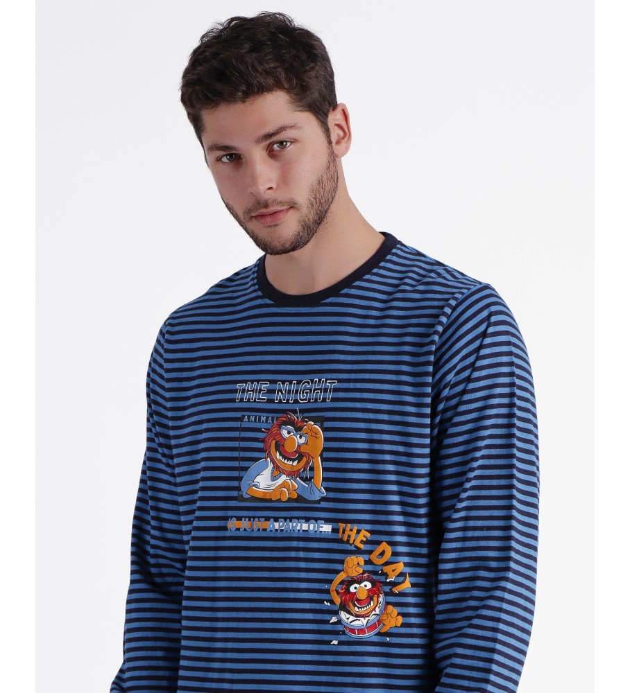 Pijama de manga comprida azul com estampa animal da Disney