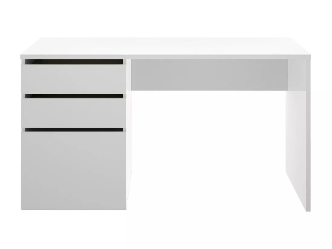 Bureau Dgabbi, Bureau polyvalent pour le bureau ou la chambre, Table d'étude linéaire avec 2 tiroirs et 1 porte, 139x60h75 cm, Blanc