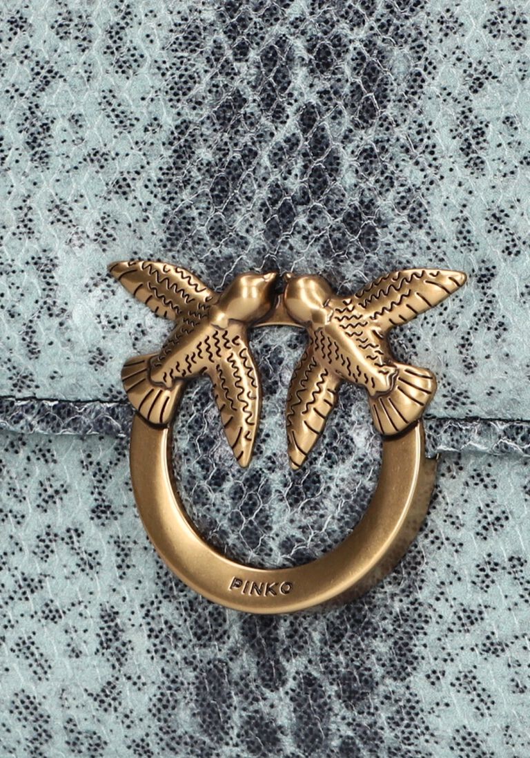 blauwe pinko schoudertas love box bag fl mini pelle