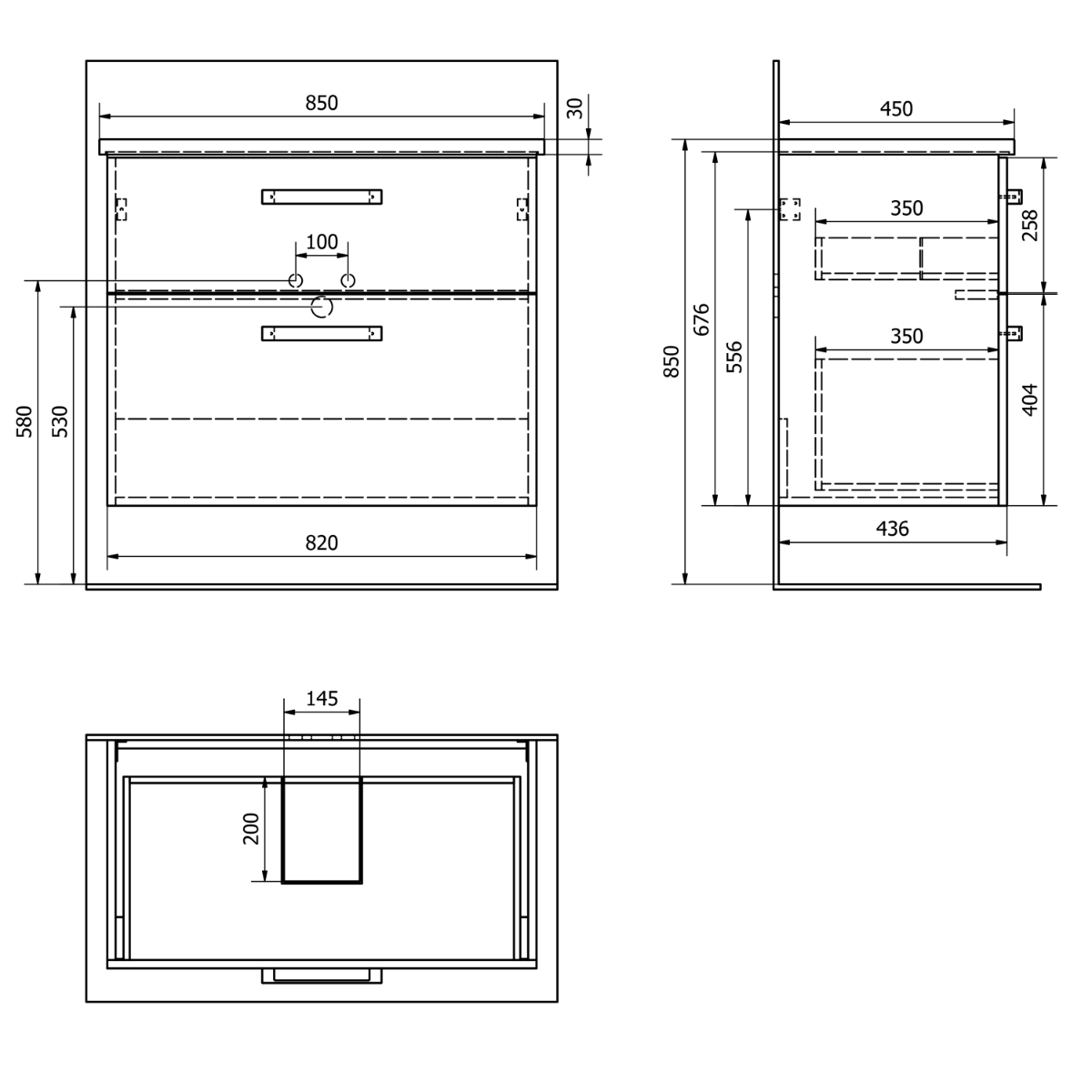 Aqualine Vega onderkast 82x43.6x67.6cm wit