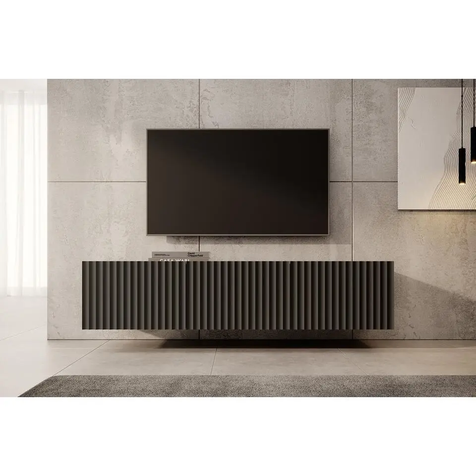 Meubella - TV-Meubel Pepinos - Mat zwart - 150 cm