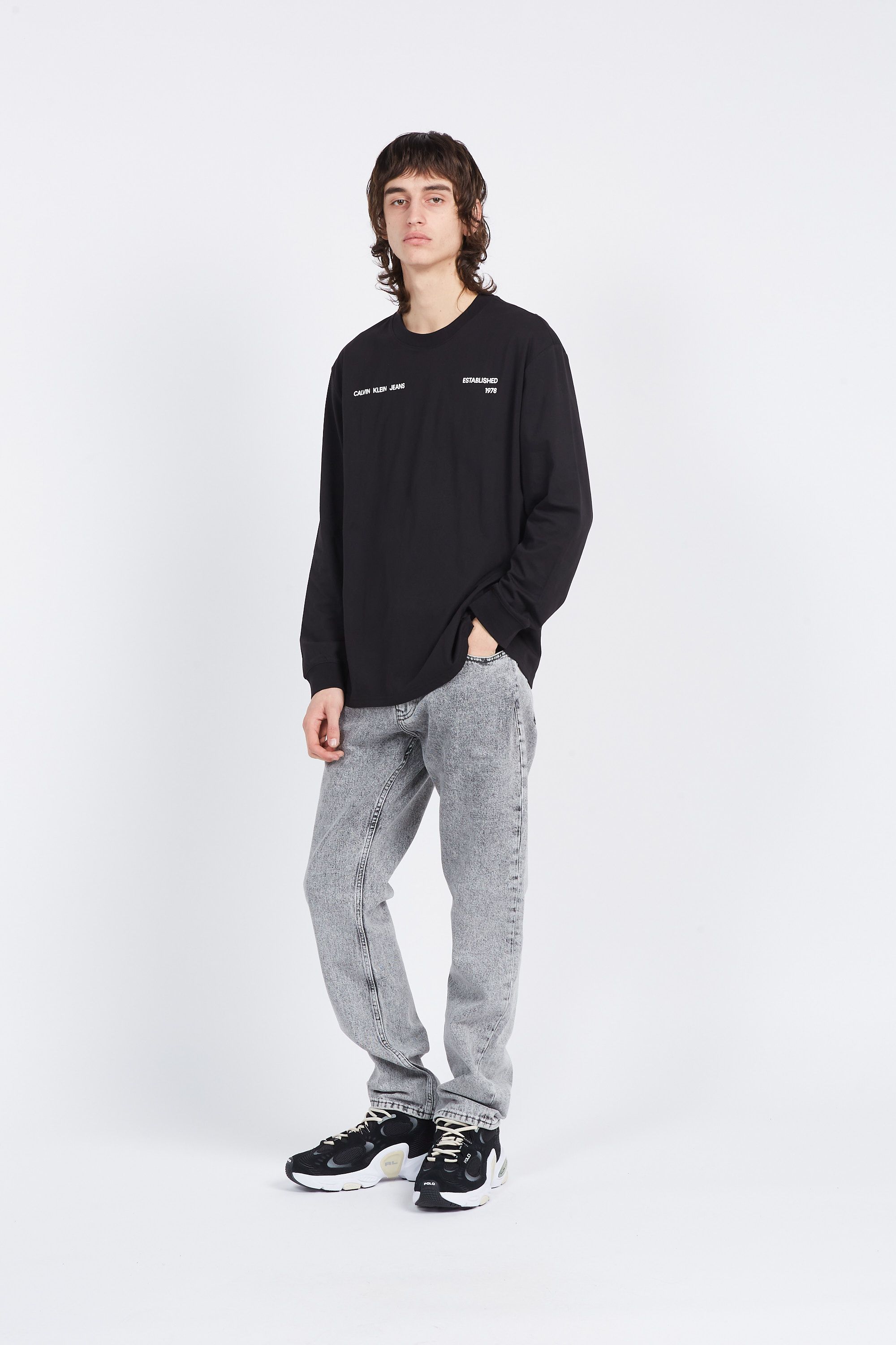 CALVIN KLEIN JEANS T-shirt SPRAY BOX LS TEE Noir