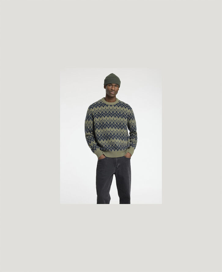 Selected Homme SLHPINE LS KNIT RELAXED CREW NECK Kalamata/sky captain