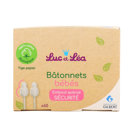 Luc et Léa coton tige bébé embout sécurité - 100% coton