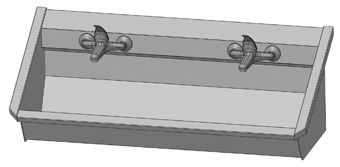 Intersan Sanilav muurwastrog m. 1-greeps mengkraan 180cm 3-personen RVS