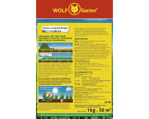 Wolf-Garten LE 50 Premium gazon langdurige meststof 1 kg 50 m²