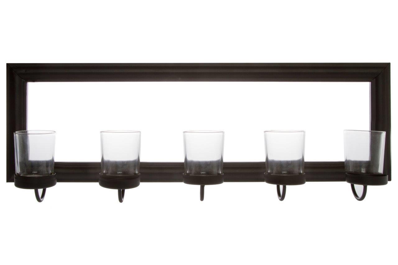 Wandteelichthalter MIRROW - schwarz - Metall - 53 cm