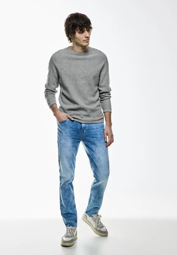 Strick Struktur Pullover - cloud grey melange